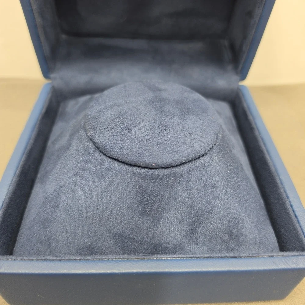 Azza Fahmy Navy Blue Leatherette Velvet Necklace Jewelry Display Box Gold Logo J